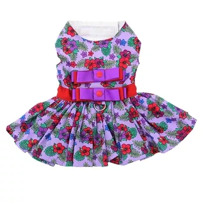[30% OFF] Purple and Red Floral Dress with Matching Leash *