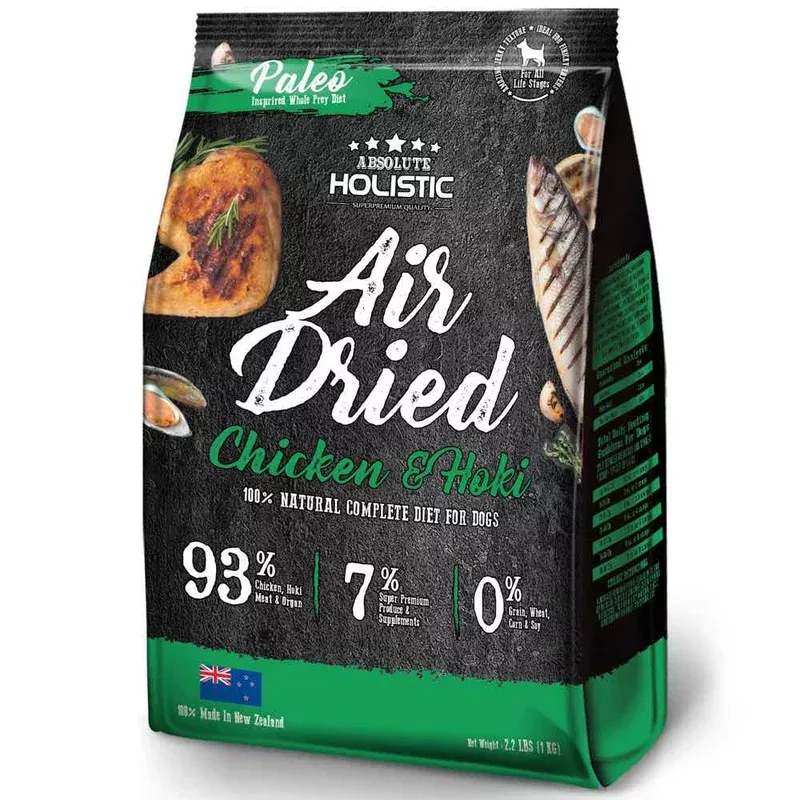 ‘BUNDLE DEAL’: Absolute Holistic Air Dried Chicken & Hoki Dog Food 1kg