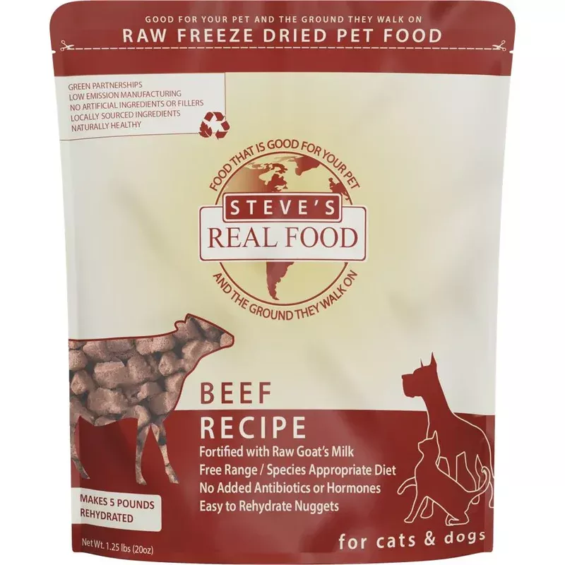 ‘BUNDLE DEAL’: Steve’s Real Food Beef Grain-Free Freeze-Dried Raw Food For Cats & Dogs 20oz