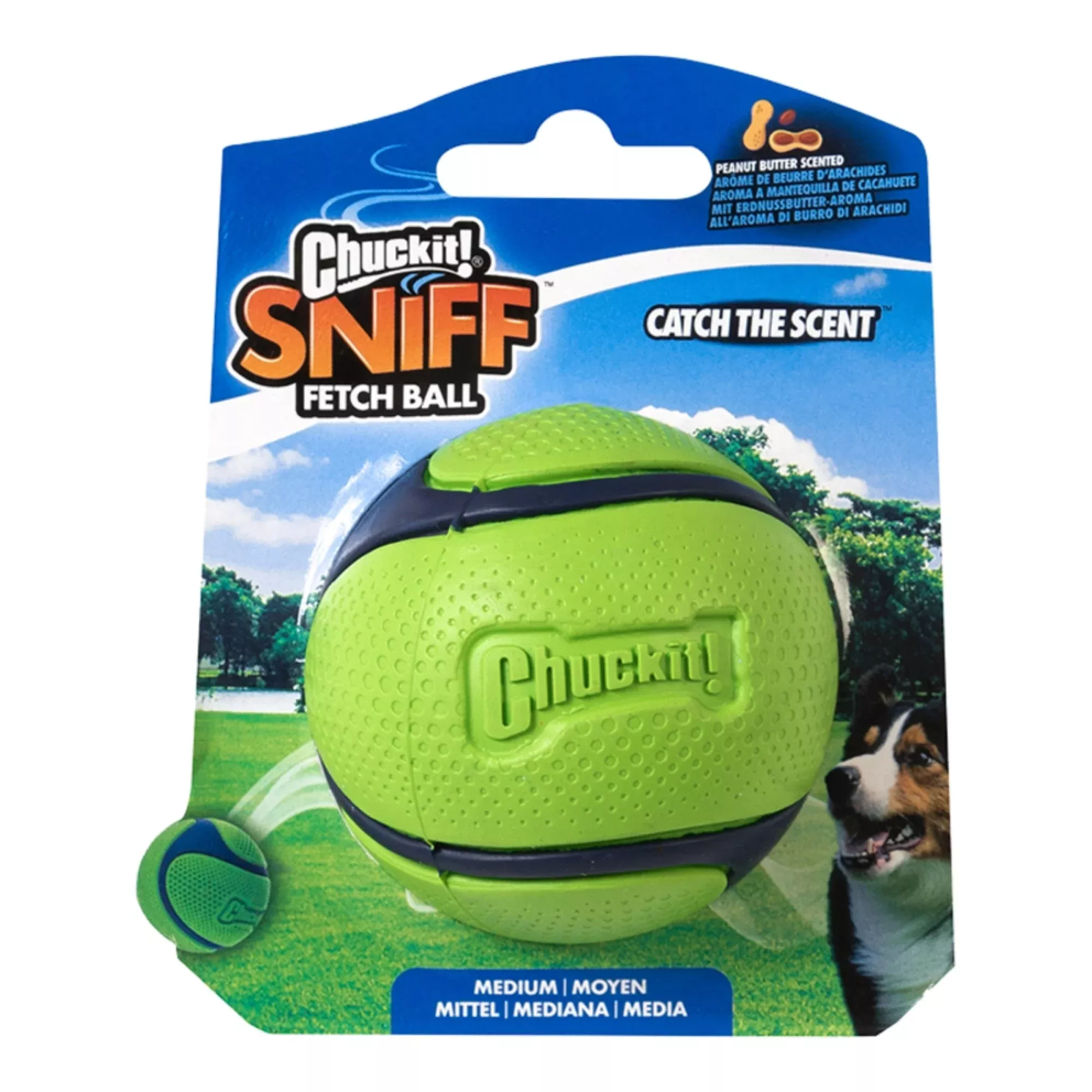 Chuckit! SNIFF Fetch Ball Dog Toy Peanut Butter Medium