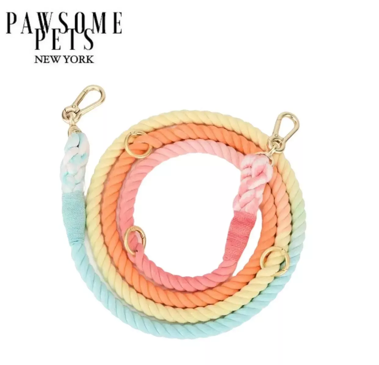 HANDS FREE DOG ROPE LEASH – CLASSIC RAINBOW