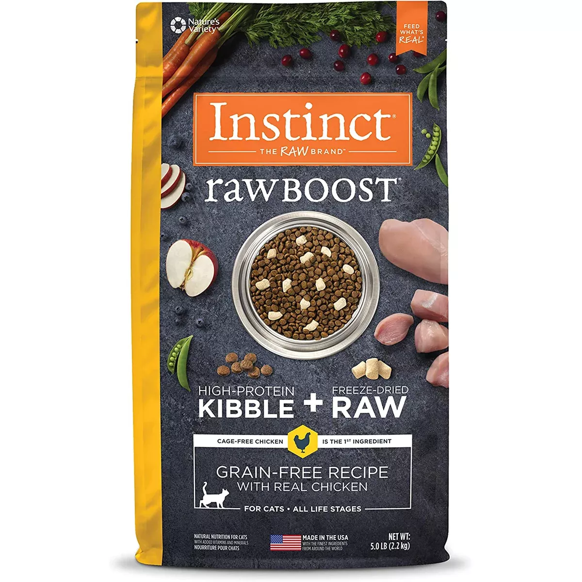 Instinct Raw Boost Kibble + Raw Dry Cat Food – Real Chicken – 5lb Bag