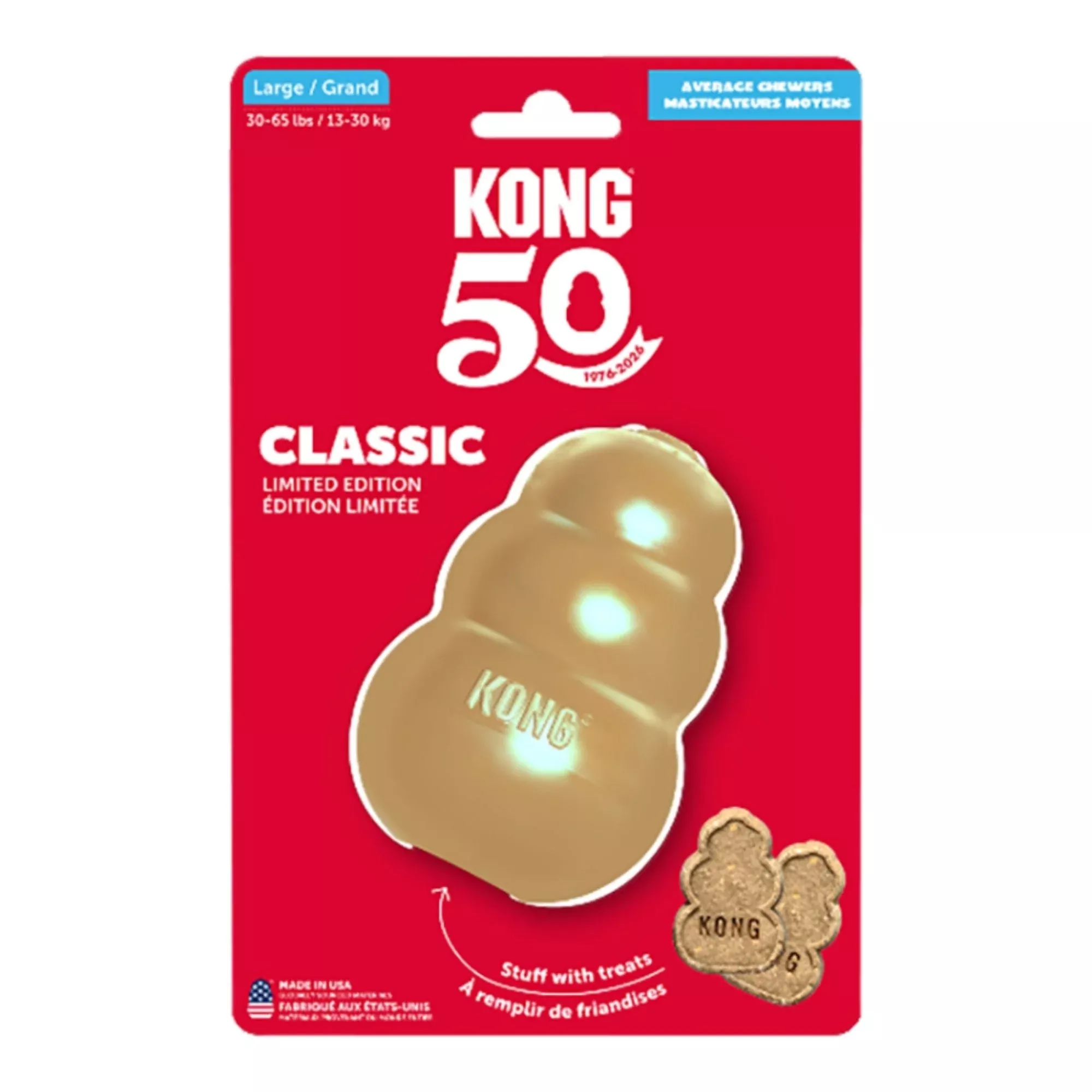 KONG Classic 50 Year Anniversary Dog Toy Gold Large