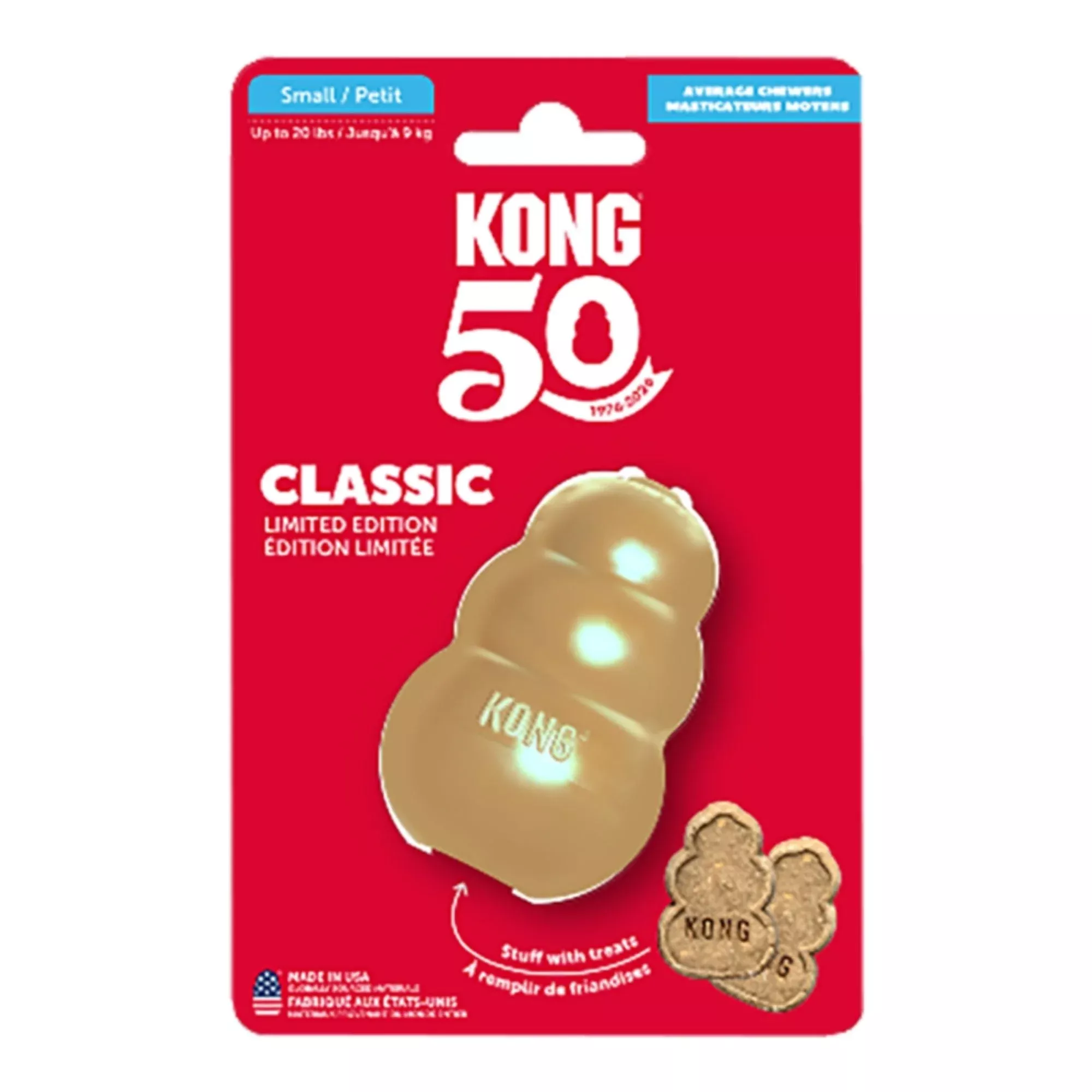 KONG Classic 50 Year Anniversary Dog Toy Gold Medium