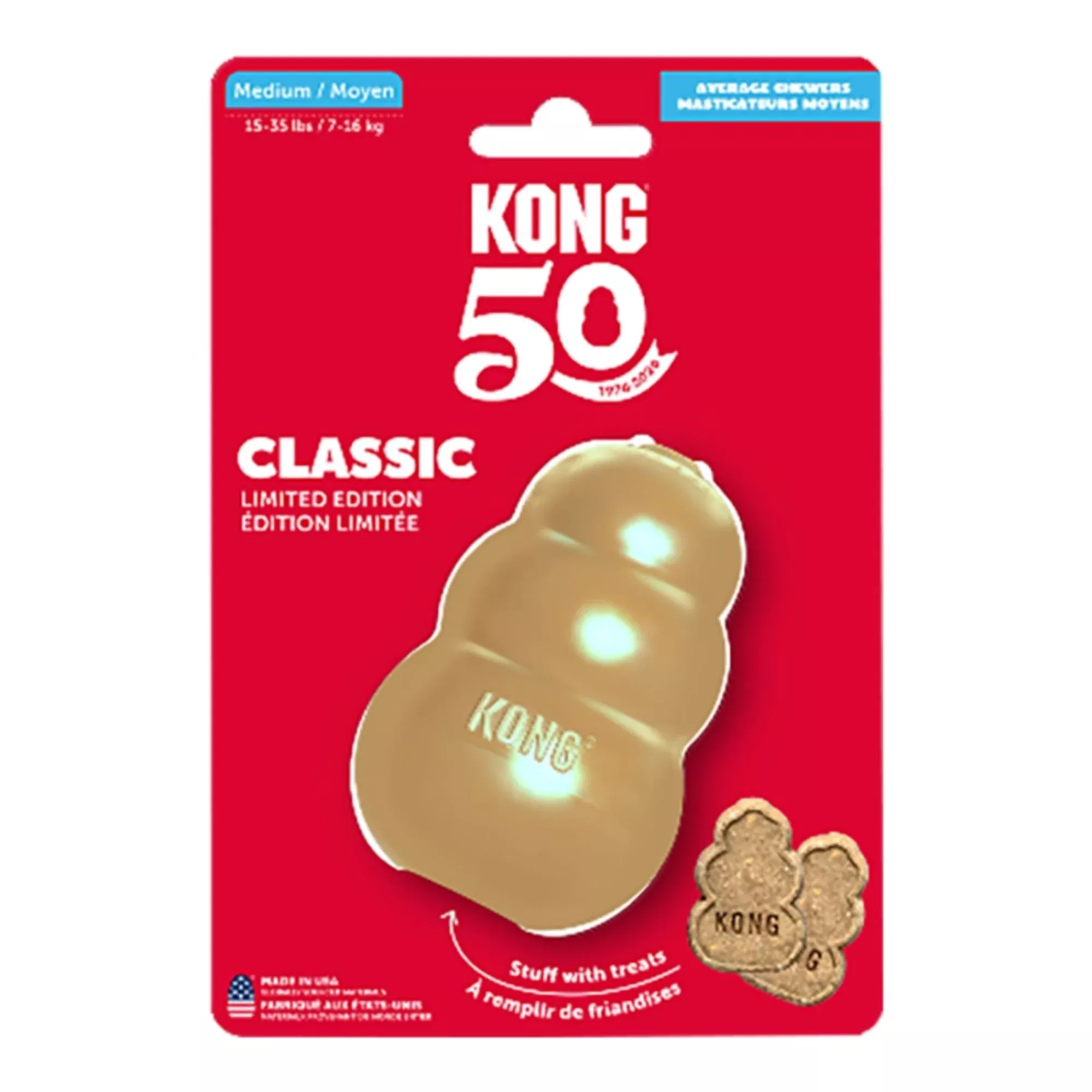 KONG Classic 50 Year Anniversary Dog Toy Gold Small