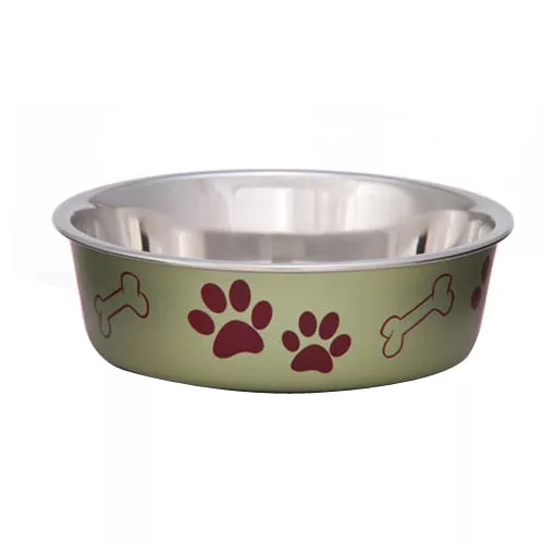 Loving Pets, Loving Pets Metallic Dog Bowl, Artichoke, 1 Each/Medium