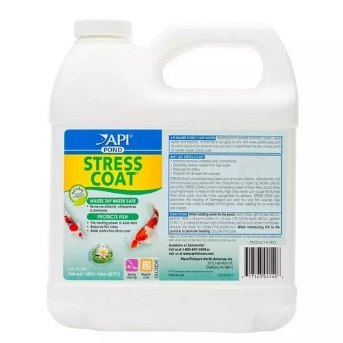Pond Care, Stress Coat Plus Fish & Tap Water Conditioner for Ponds, 64 oz (Treats 7,680 Gallons)