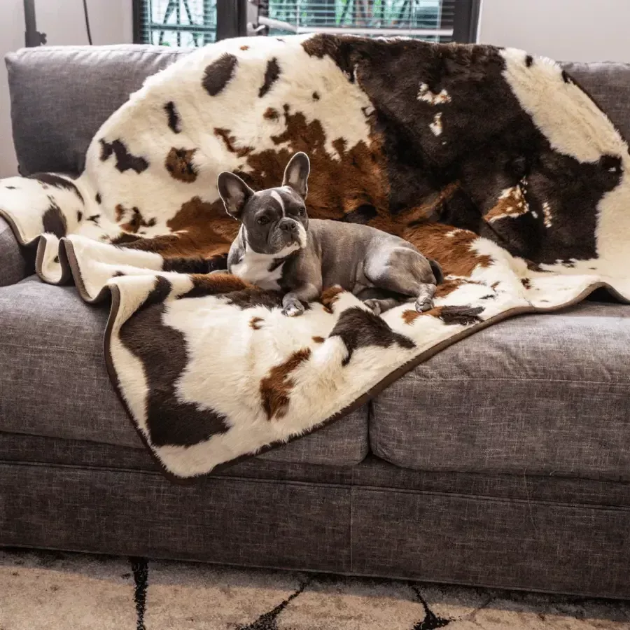PupProtector™ Waterproof Throw Blanket – Brown Faux Cowhide