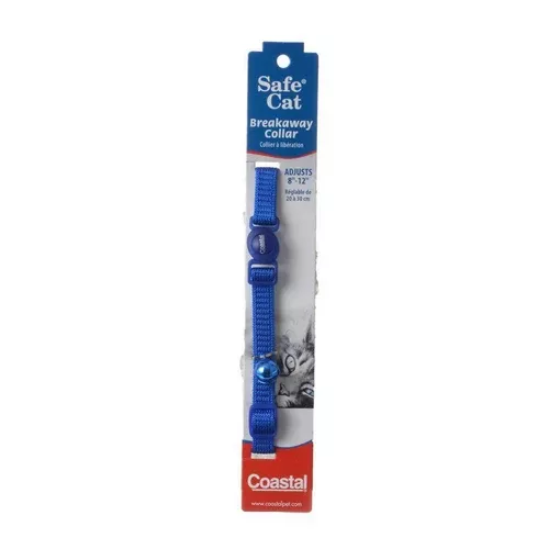 Safe Cat Nylon Adjustable Breakaway Collar – Blue 8″-12″ Neck by Coastal Pet