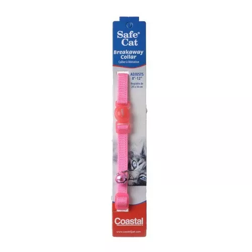 Safe Cat Nylon Adjustable Breakaway Collar – Bright Pink 8″-12″ Neck by Coastal Pet