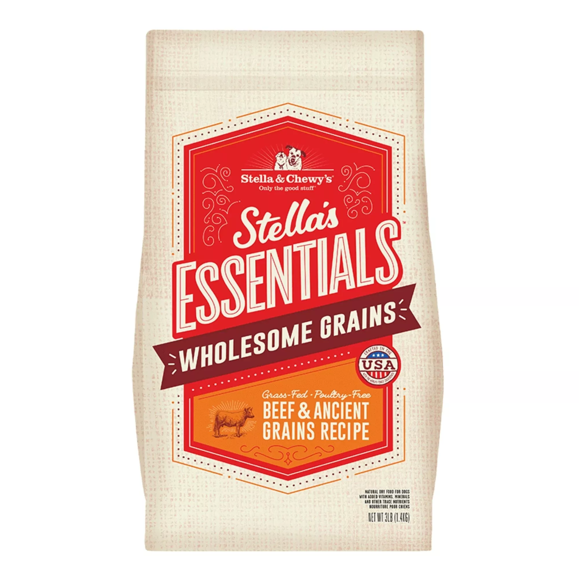 Stella & Chewy’s Dog Essential Beef & Ancestrial Grains 3Lb