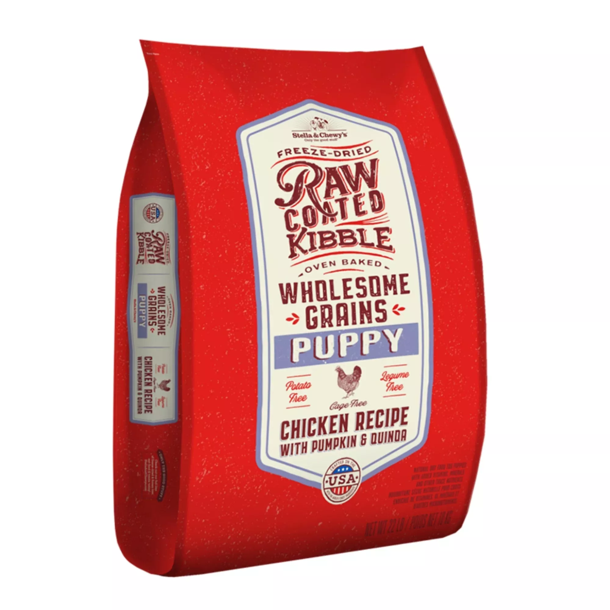 Stella & Chewy’s Dog Raw Coated Wholesome Puppy Chicken Pumpkin Quinoa 22Lb