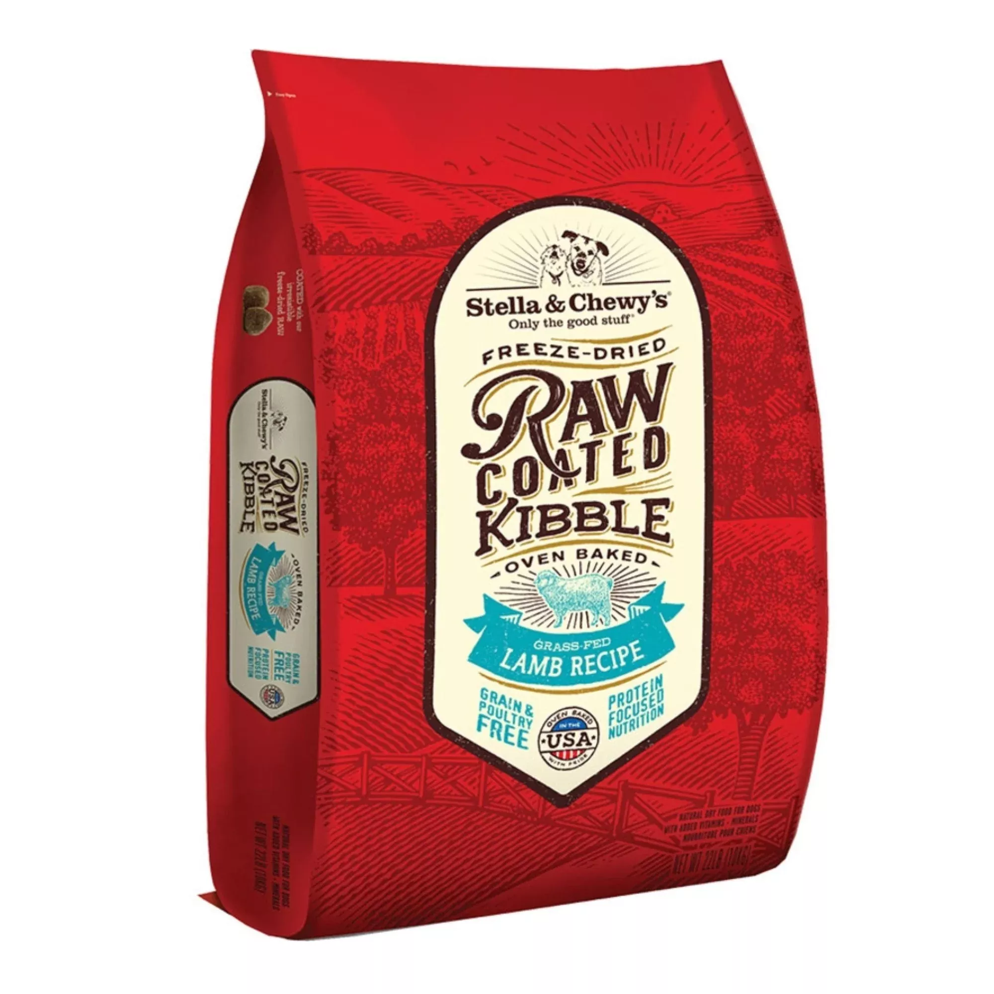 Stella & Chewys Dog Kibble – Raw Coated Grass Fed Lamb Recipe 22Lbs