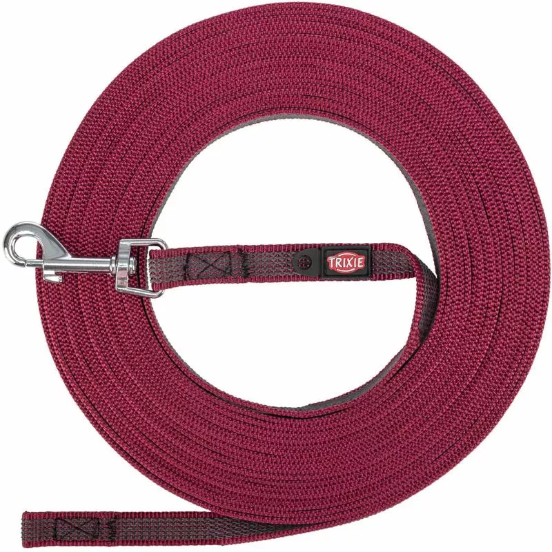 Trixie Tracking lead, rubberised, S-M: 15 m/15 mm, sangria